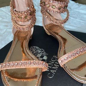Rose Gold Vince Camuto Rhinestone Sandals